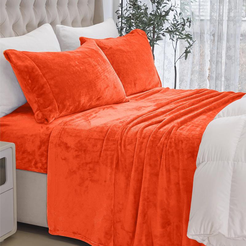 4-Piece Velvet Plush Flannel Sheet Set kuyami
