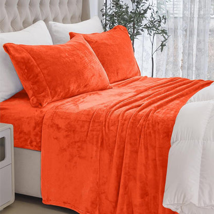 4-Piece Velvet Plush Flannel Sheet Set kuyami